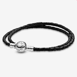 Pandora Black Braided Double Leather Bracelet